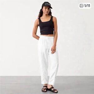Athleta White Drawstring Track Joggers